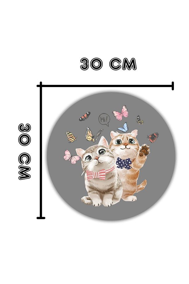 Modern Ahşap Kapı Süsü - Gri Zemin Hi Kedi, Cat Kapı Süsü - Dış Mekan Kapi Susu - 4