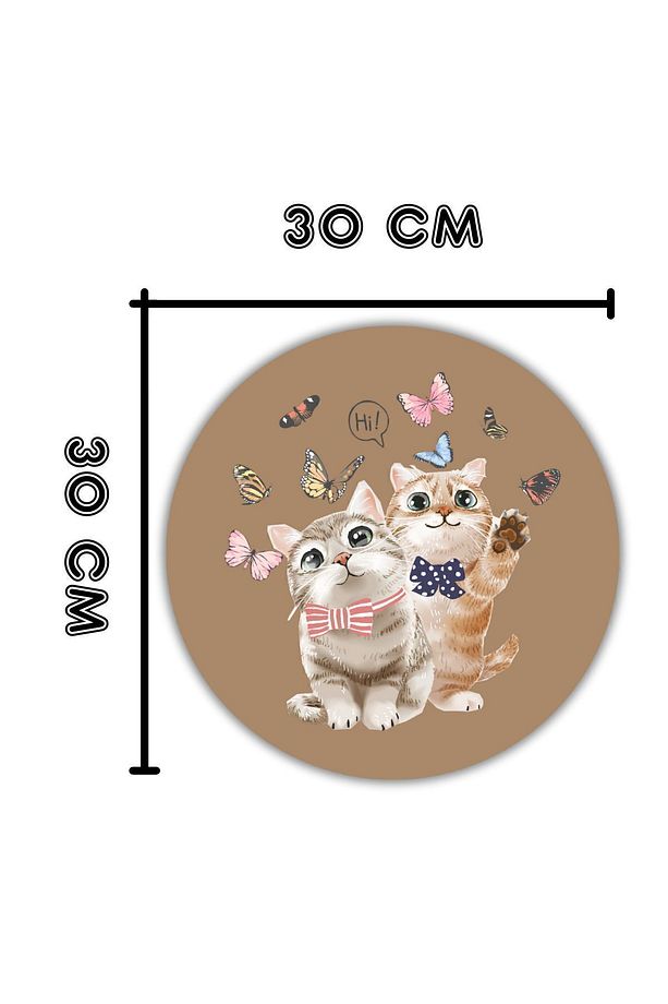 Modern Ahşap Kapı Süsü - Kahverengi Zemin Hi Kedi, Cat Kapı Süsü - Dış Mekan Kapi Susu - 4