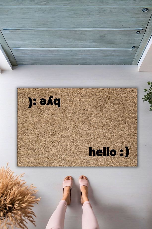 Modern Dijital Baskı - Hello - Bye Paspas - Kapi onu Paspasi - 1