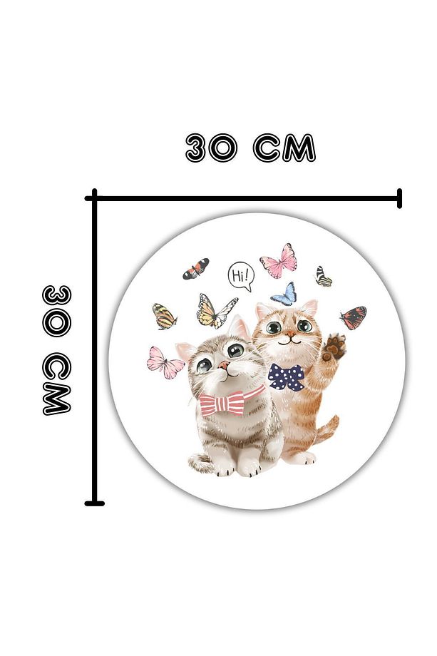 Modern Ahşap Kapı Süsü - Beyaz Zemin Hi Kedi, Cat Kapı Süsü - Dış Mekan Kapi Susu - 4