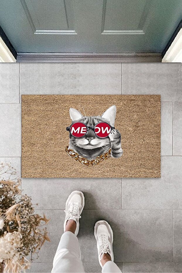 Multi-Purpose Digital Printing Brown Glasses Cat Indoor And Outdoor Door Mat