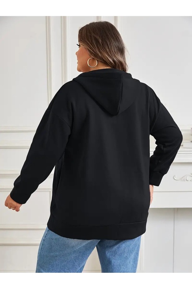 Kadın Kapüşonlu Fermuarlı Sweatshirt - 3