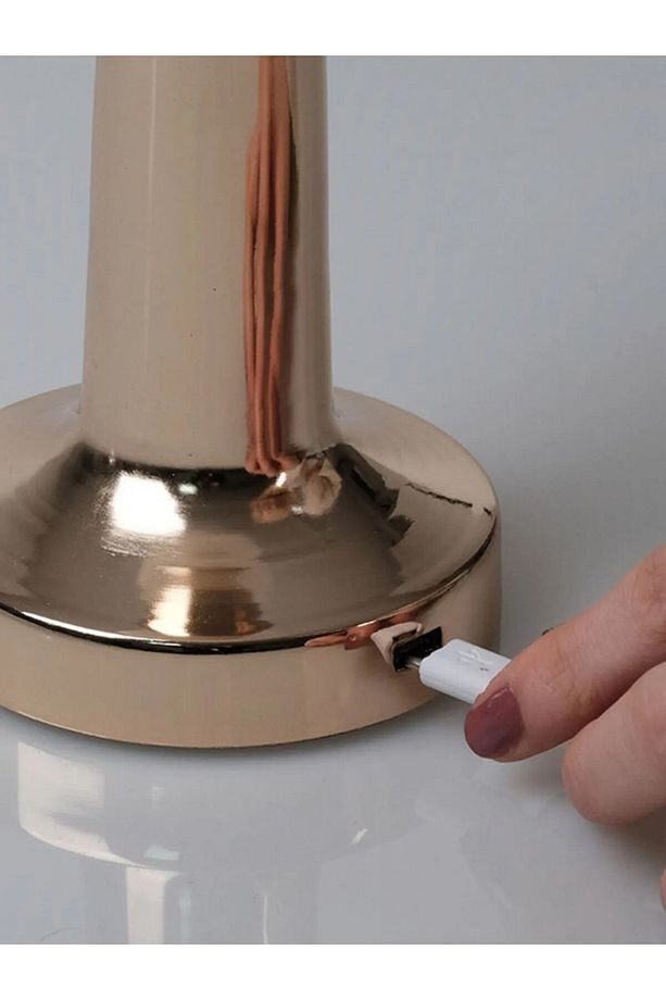 Dekoratif Şarjlı Dokunmatik Led Masa Lambası Usb Kablolu Abajur Ve Gece Lambası Bakır Renk 3 RENK - 3