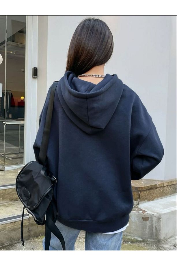 Kadın Better Be Here Go Baskılı Pamuklu Kapüşonlu Sweatshirt - 6