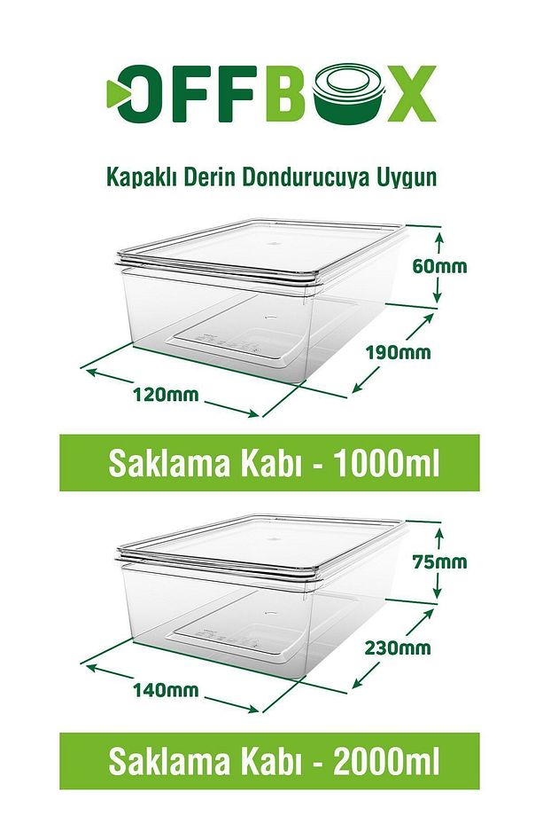 20 Li Set Kendinden Kapaklı Difriz Buzluk Saklama Kabı Düzenleyici 1 Lt. Ve 2 Lt. - 3