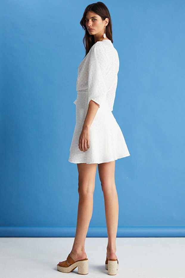 Ekru Kimono Elbise - 6