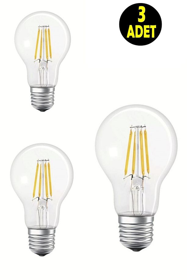 3 Adet 4 W E 27 Dim Edilebilir Flament Led Normal Ampul Tip Avize Oturma Odası Salon Mutfak Lambası - 1