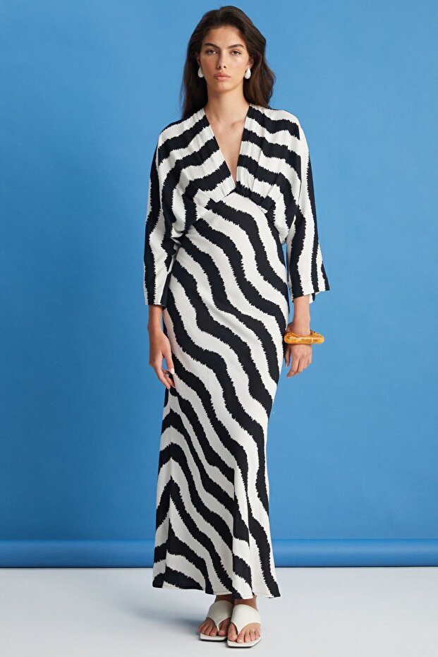 Zebra Desenli Elbise - 1