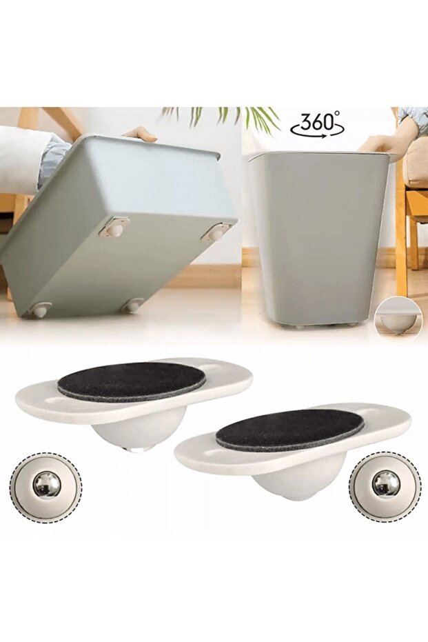 مجموعة عجلات حمل صغيرة مع كرة لاصقة 360D -715744 - 2