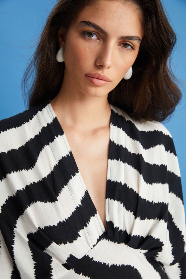 Zebra Desenli Elbise - 3