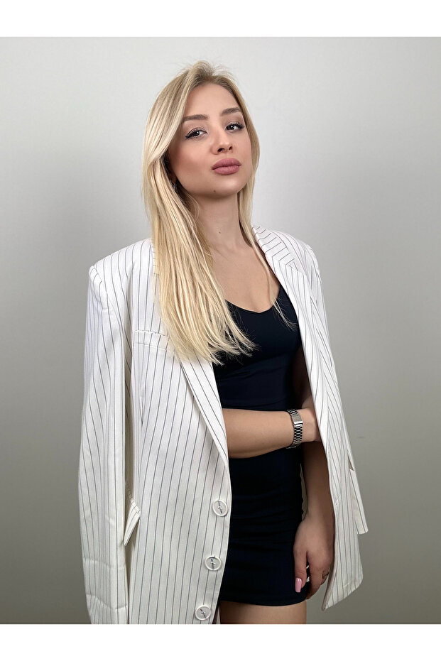 İNCE ÇİZGİLİ ASTARLI CEKET - 2