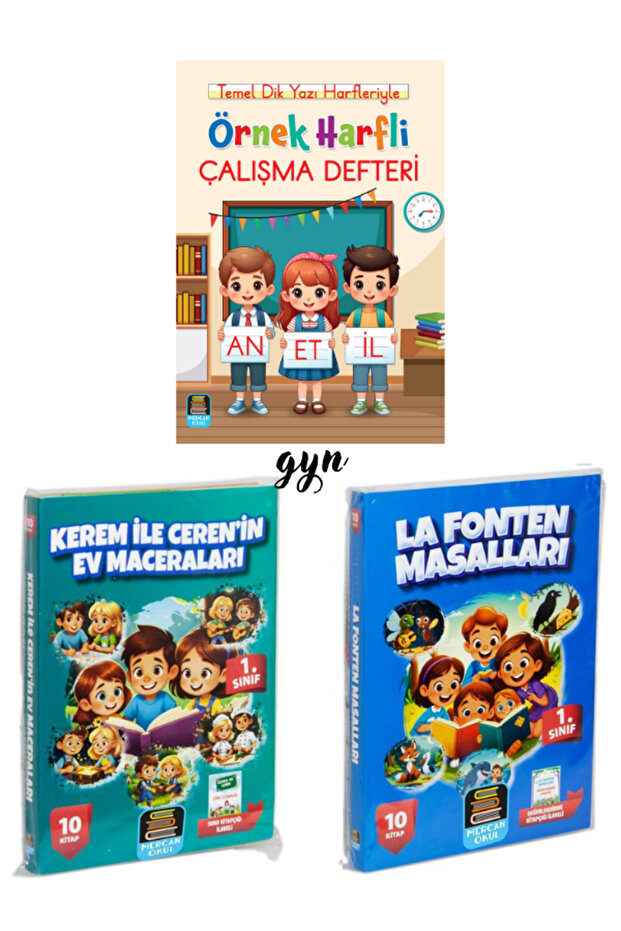 Örnek Harfli Çalışma Defteri-Kerem İle Ceren Ev Maceraları-La Fonten Masalları 3'lü SET