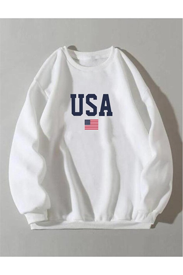 Unisex Oversize Flag Printed Sweatshirt