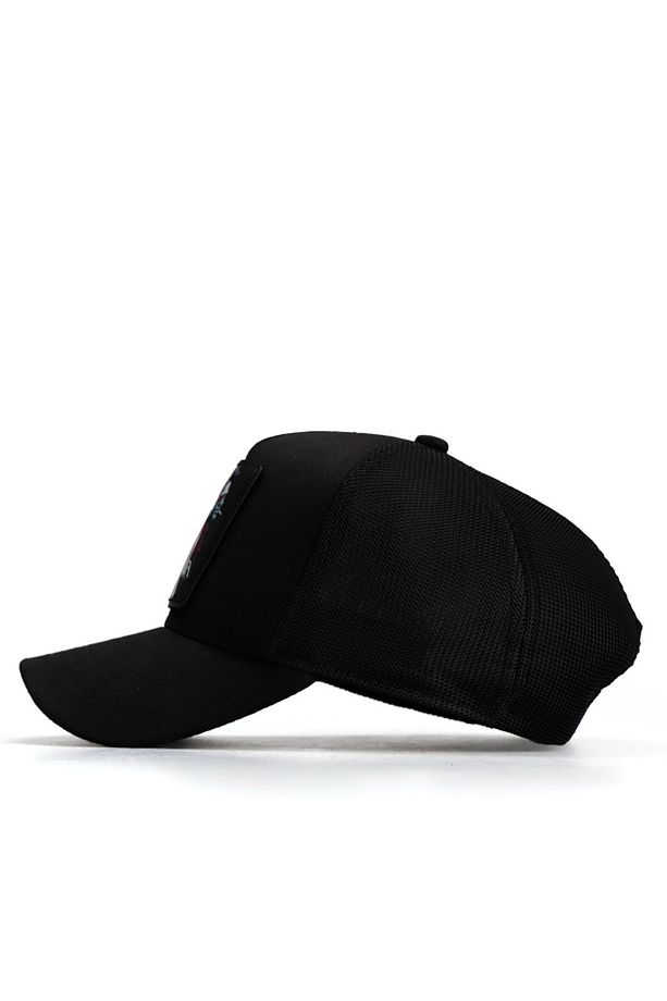 V1 Kurt Logolu Siyah Trucker Şapka - 6