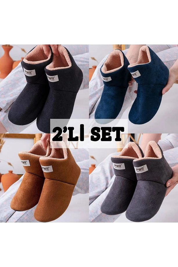 2 Adet Unisex Panduf Ev Botu Ev Ayakkabısı Kalın Hafif Taban - 1