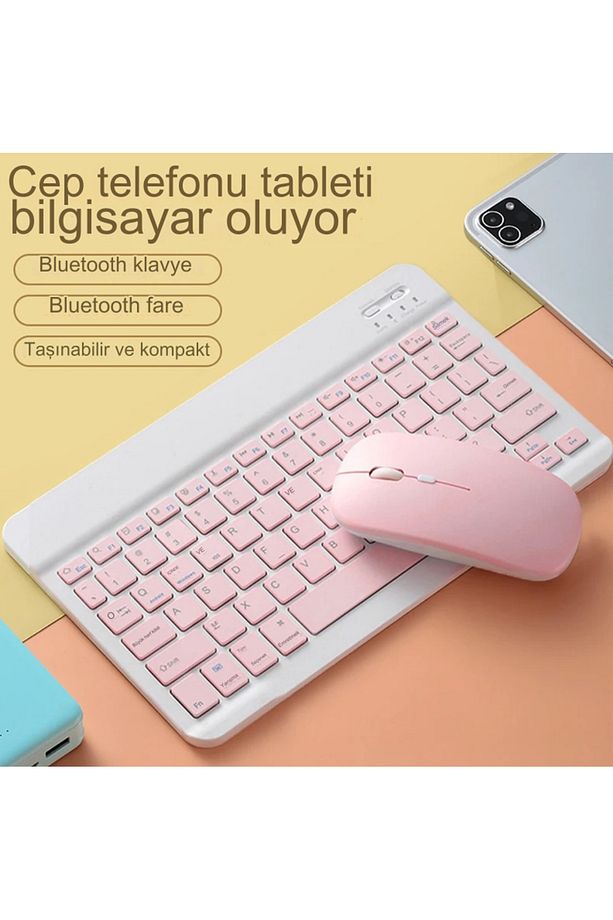 Kablosuz Klavye Ve Mouse Seti Bluetoothlu Şarj Edilebilir Windows İos Android Telefon Tablet Uyumlu - 2