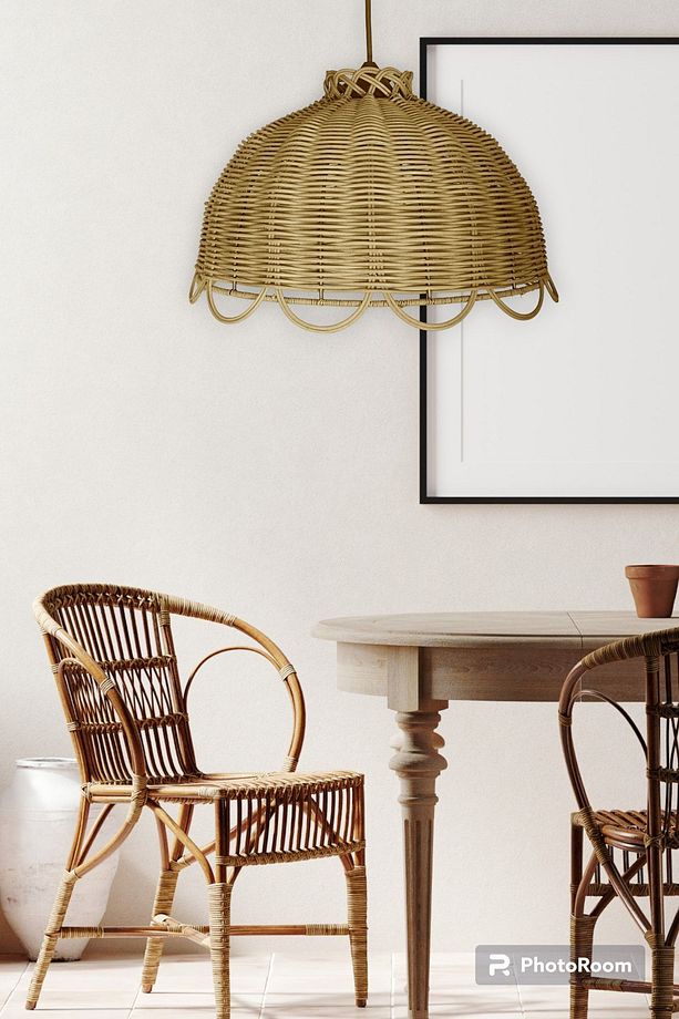Rattan, Bambu, Hasır Sarkıt Avize Çap: 35 Cm Yükseklik: 22 Cm - 3