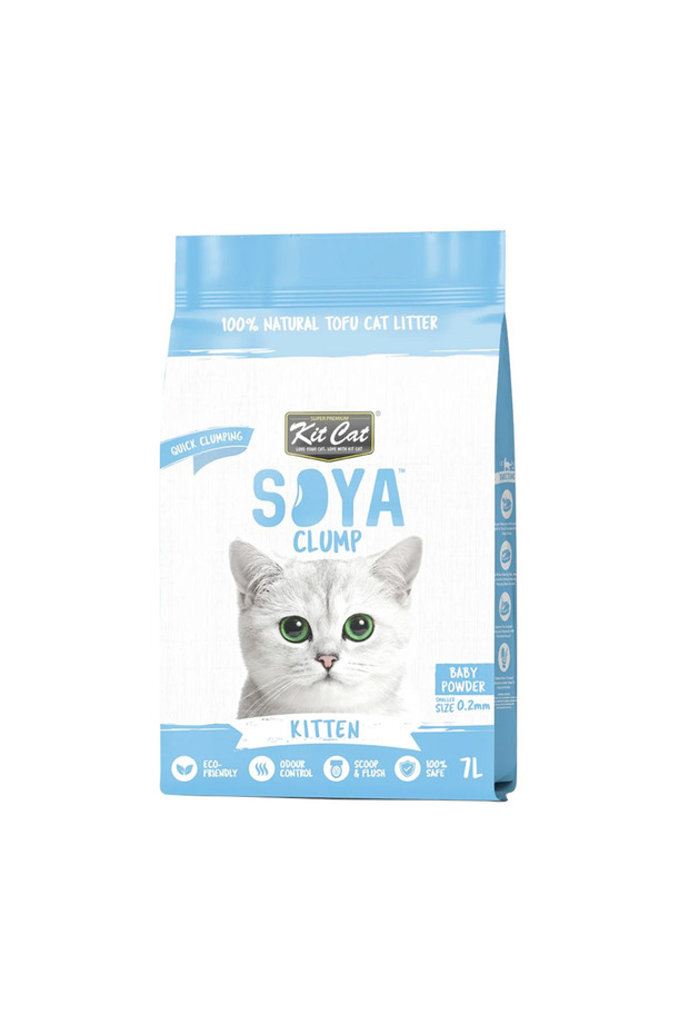 Eco-Friendly Soya Clumping Litter Baby Powder Scent for Kittens non toxic, 7L