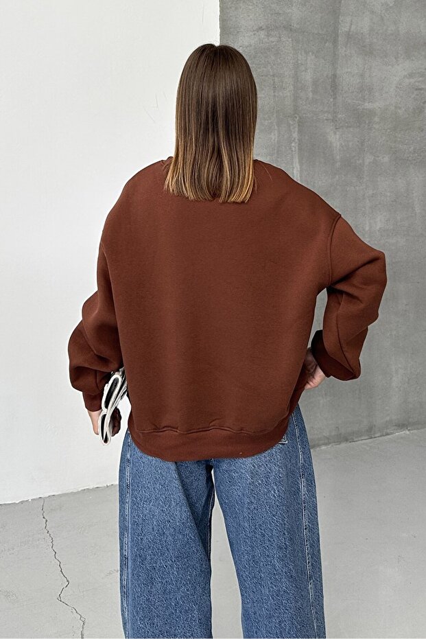 Sıfır Yaka Basic Sweatshirt - 4