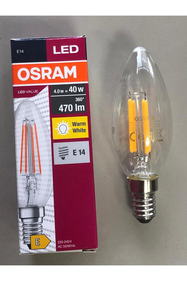 3 ADET OSRAM RUSTİK LED LAMBA E14 4W=40W 470 LÜMEN 2700K SARI - 2