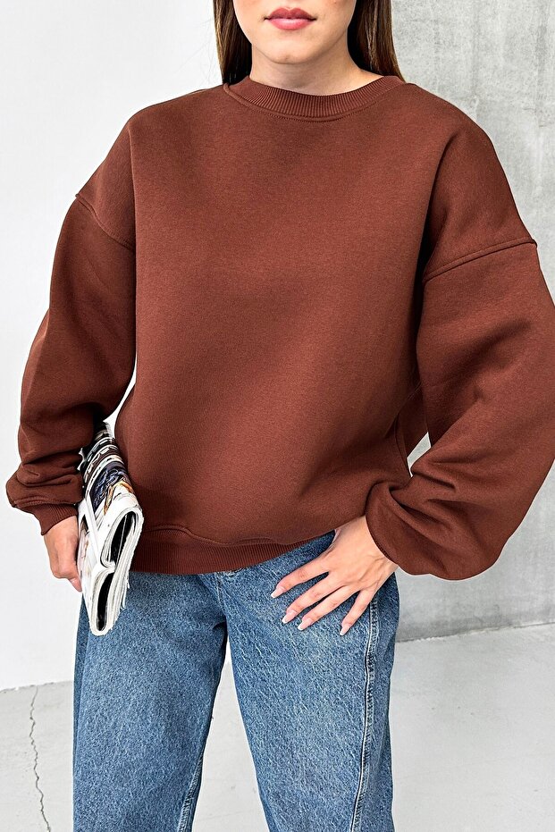 Sıfır Yaka Basic Sweatshirt - 3