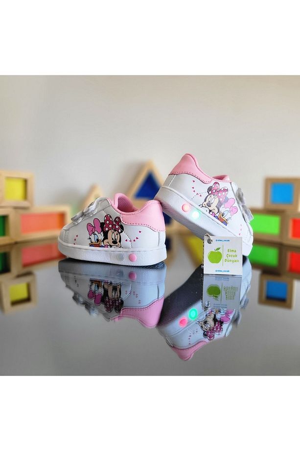 Ortopedik Işıklı Minie Mouse Hafif Rahat Yumuşak Esnek İlkadım Kız Çocuk Sneaker Spor Ayakkabı - 4
