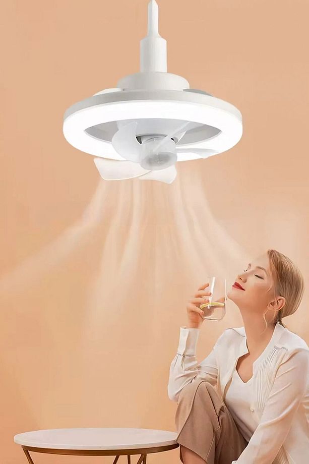 Vantilatörlü Led Tavan Lambası Rgb Renk Modları 3 Kademe Hız Modu Kumandalı Fan Vantilatör - 2