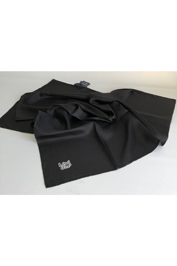 Plain Black 100% Twill Silk Scarf
