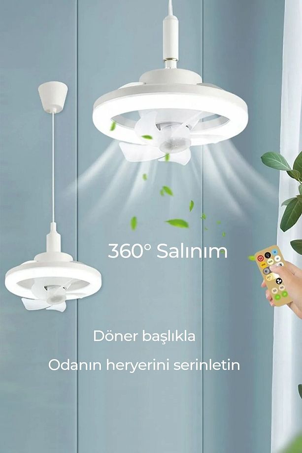Vantilatörlü Led Tavan Lambası Rgb Renk Modları 3 Kademe Hız Modu Kumandalı Fan Vantilatör - 3