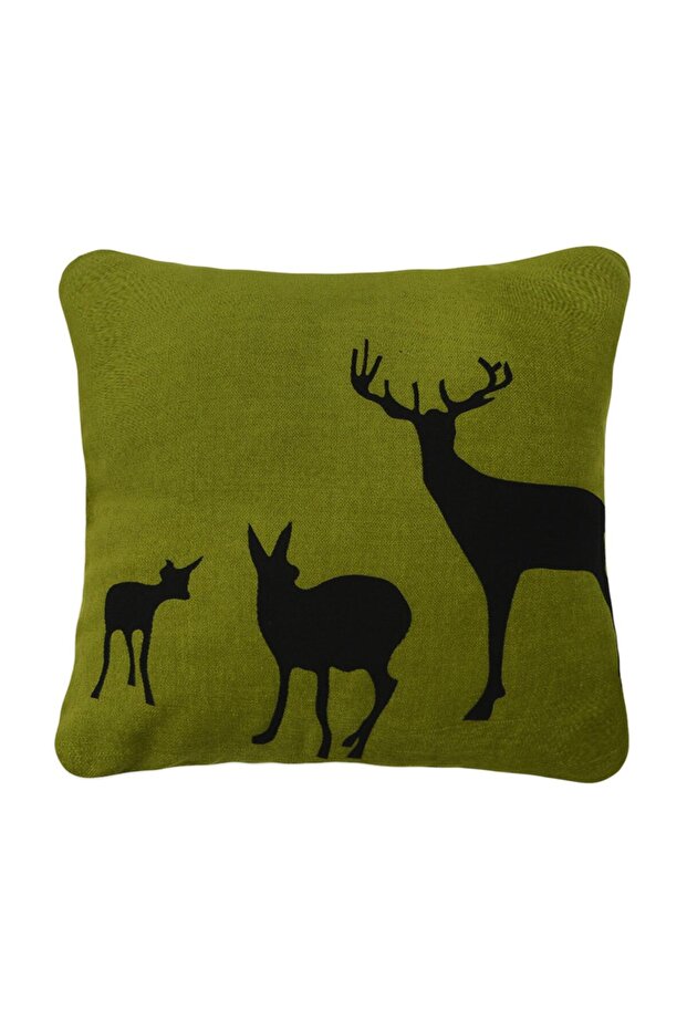 Throw Pillow Pillow Cover Deer Family Green