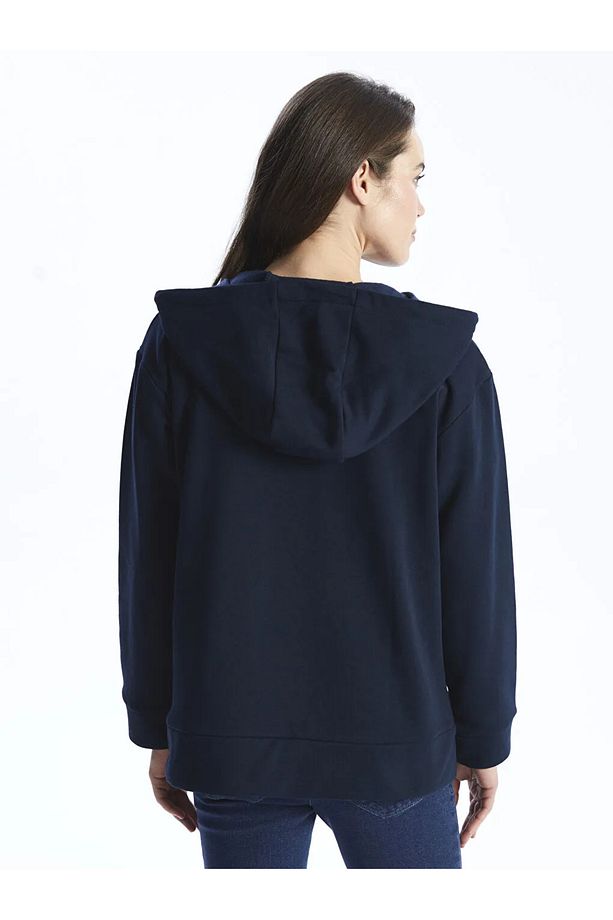 LCWAIKIKI Maternity Kapüşonlu Düz Uzun Kollu Hamile Fermuarlı Sweatshirt - 5