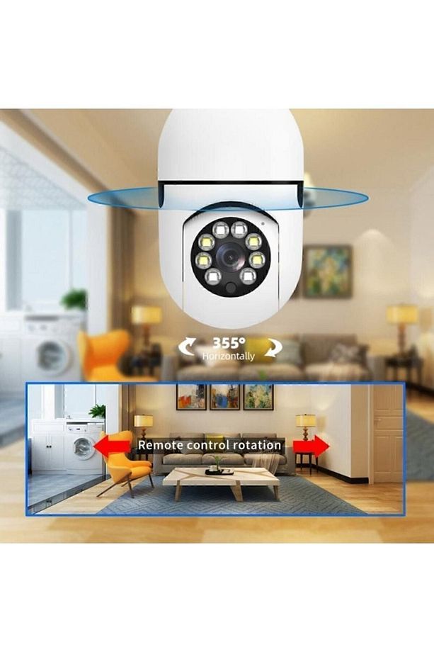 360 Ptz Ip Kamera Gece Görüş Kablosuz Akıllı Ampul Wifi Camera - 4