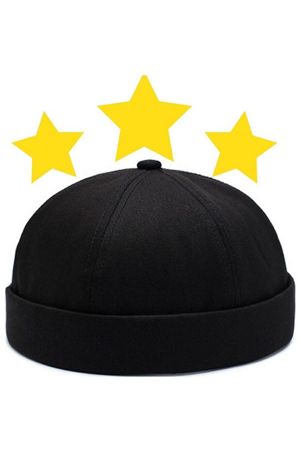 Astarlı %100 Pamuk Cap Ayarlanabilir Docker Şapka Yazlık Takke Şapka Retro Şapka Siyah Takke Şapka - 1