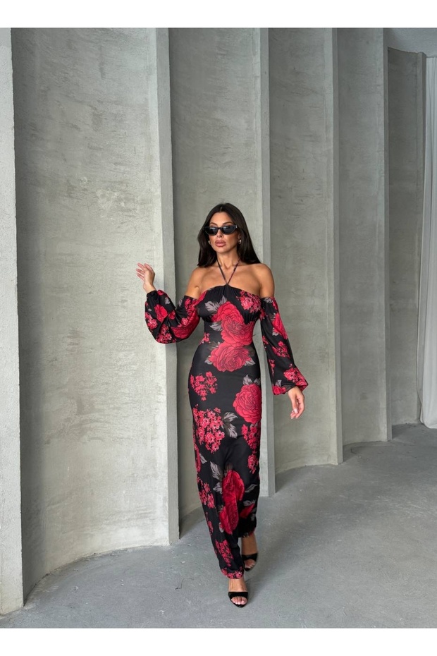 Maksi boy straples elbise - 3