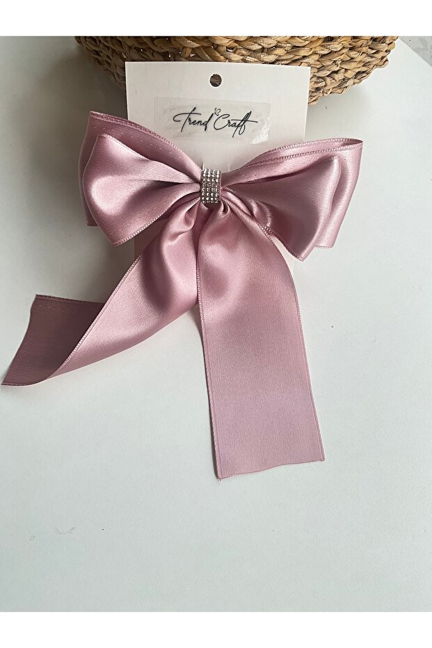 Pink Satin Women's Large Bow - Automatic Buckle