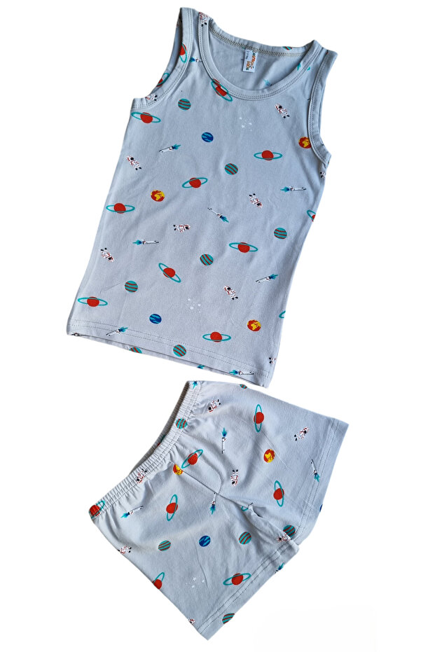Boy's Gray Space Pattern Athlete Boxer Set - 1