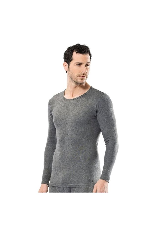 1603 Men's Thermal Men's Long Sleeve Men's Crew Neck - Gray Melange