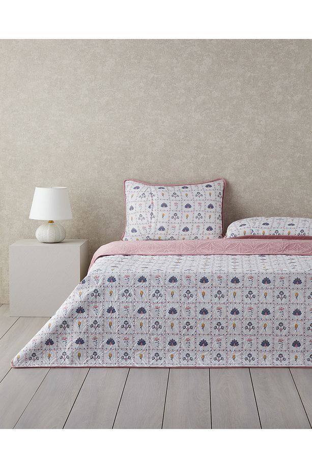 Ornate Fancy Kadife King Size Yatak Örtüsü Takımı Gül Kurusu - 2