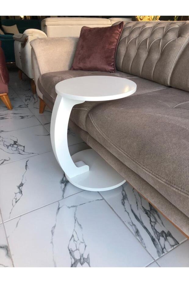 Yuvarlak C Sehpa %100 Mdf Tekerlekli Lake Boyalı - 1