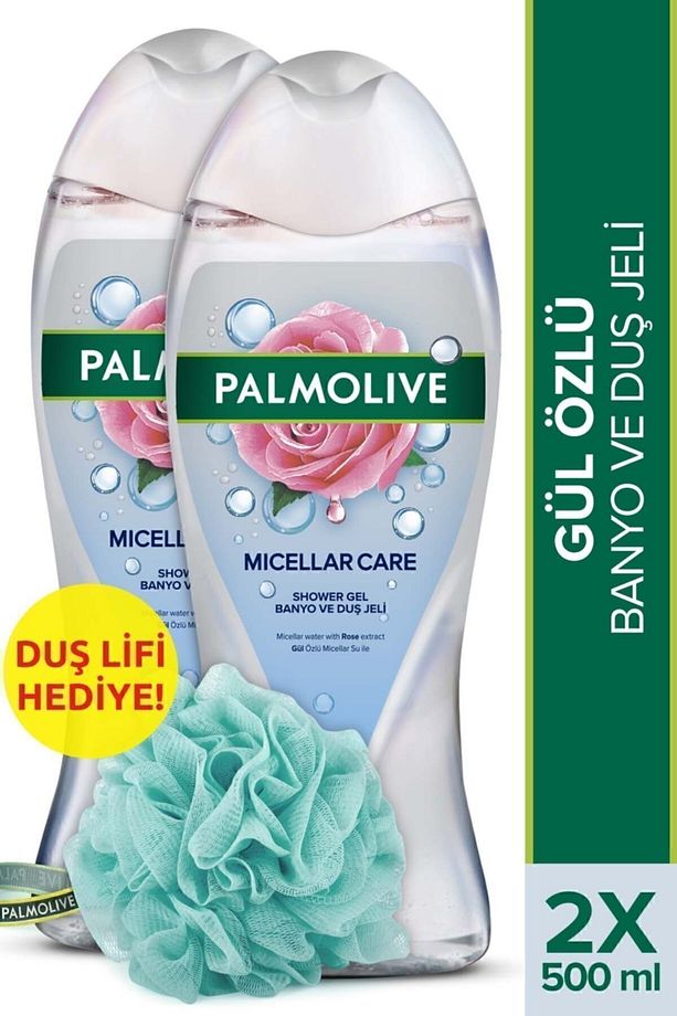 Micellar Care Gül Özlü Micellar Su ile Banyo ve Duş Jeli 500 ml x 2 Adet + Duş Lifi Hediye - 1