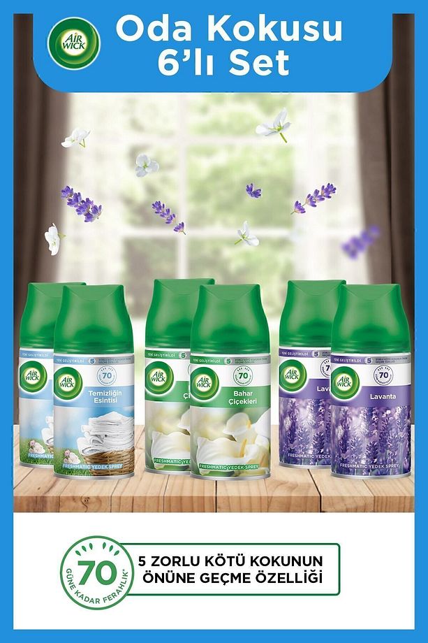 Oda Kokusu Freshmatic Makine Yedek Spreyi 250 Ml X 6, Temizliğin Esintisi, Bahar Çiçekleri, Lavanta - 1