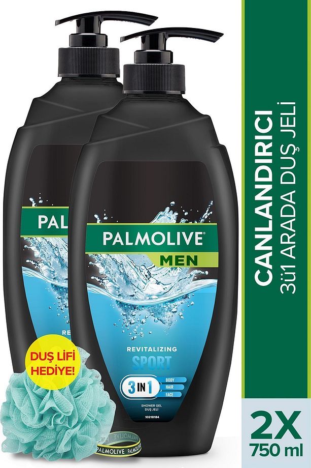 Men Sport 3ü1 Arada Canlandırıcı Erkek Duş Jeli 750 ml X2 Adet Duş Lifi Hediye - 1