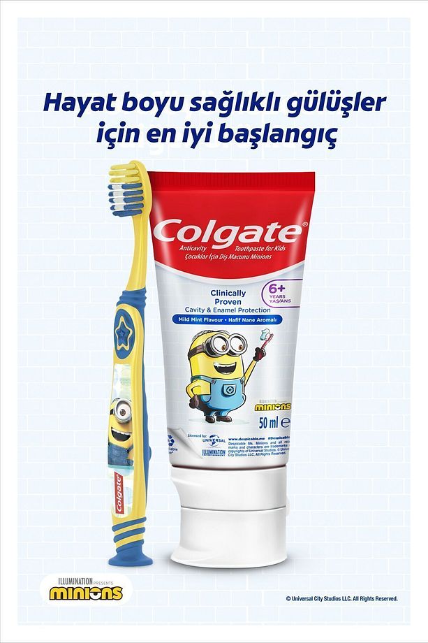Minions Çocuk Diş Macunu 50 ml + Minions 6+Yaş Ekstra Yumuşak Çocuk Diş Fırçası - 1