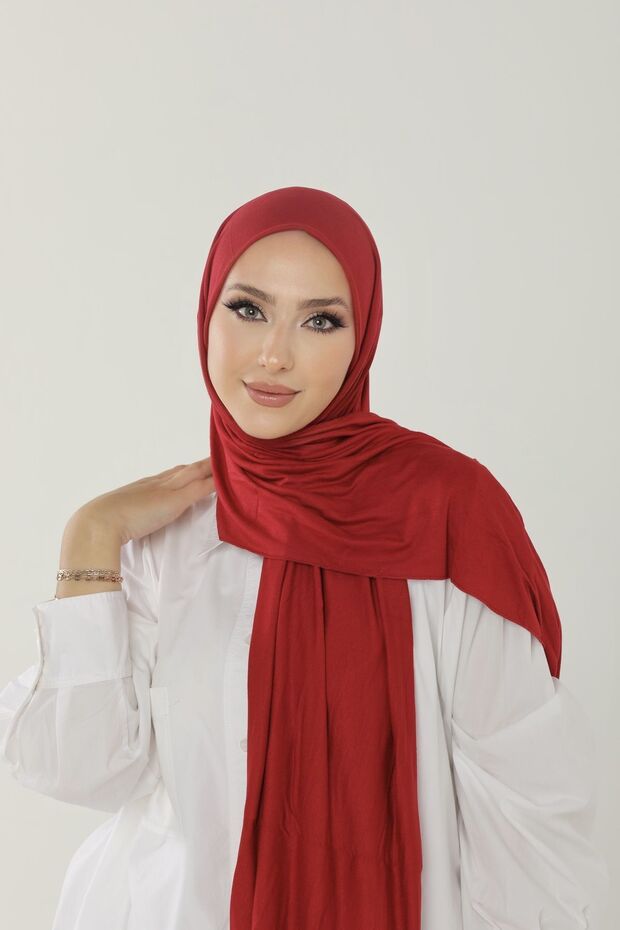 Red Luxury Combed Cotton Shawl - Women's Hijab Jersey Hijab Lycra Shawl