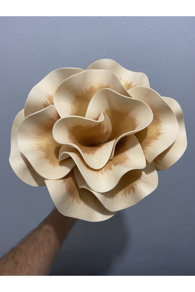 Decorative Handmade Luxury Latex Eva Artificial Flower - CREAM GOLD Detailed - Foam flower