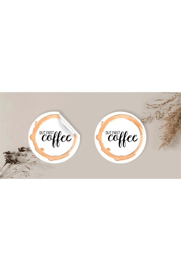 But First Coffee - 48 ملصقًا مطليًا للتغليف وملصقات الشحن (4 × 4 سم)