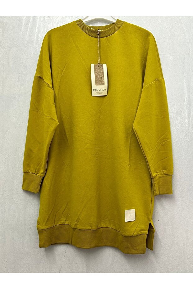 Crew Neck 2 Thread Hijab Above Knee OLIVE OIL Green Tunic/Sweatshirt 30644
