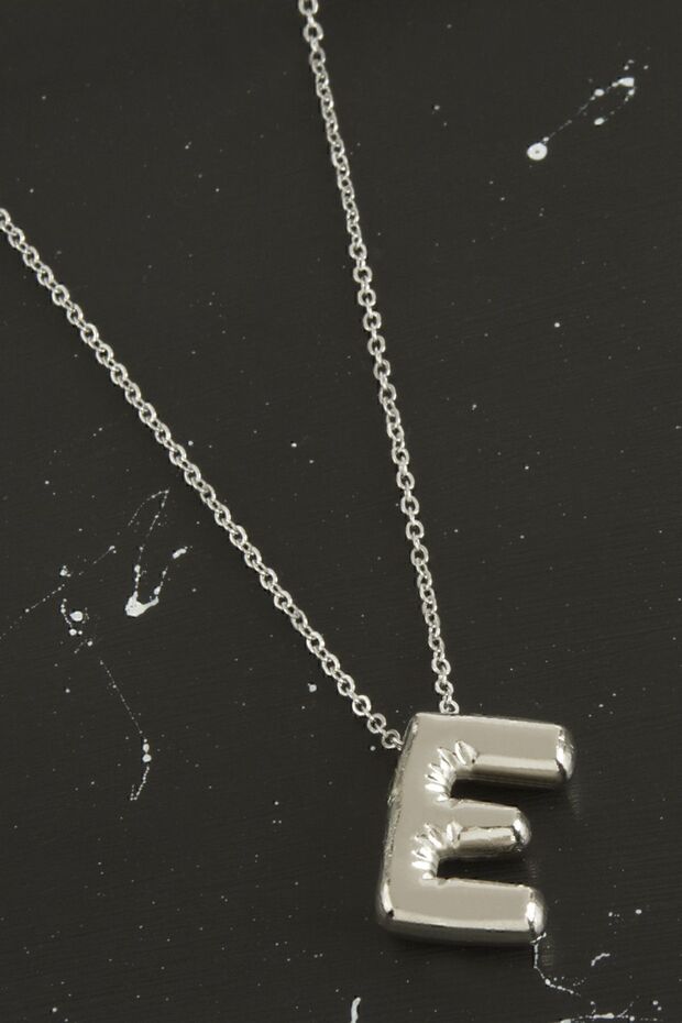 Silver Balon E Harf Kolye 316 L Çelik Paslanmaz - 2