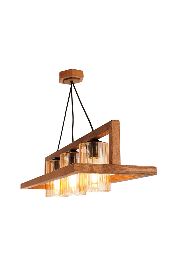 Homza 3'lü Ahşap Avize - 2