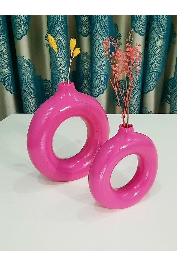 Halka Vazo Bohem Set Pembe 2 Li - 3